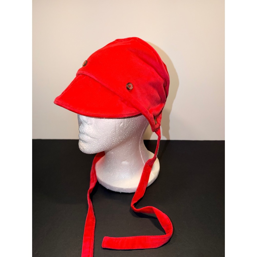 The Beaufort Bonnet Company Red Corduroy Brimmed Bonnet with Chin Tie Size M